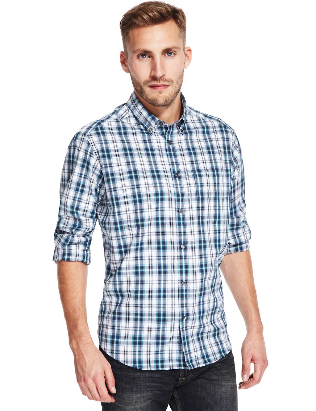 Pure Cotton Easy Care Checked Shirt 3 of 6
