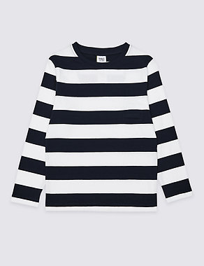 Pure Cotton Easy Dressing Striped Top (3 Months - 7 Years) Image 2 of 7