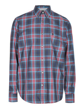Pure Cotton Easy to Iron Fine Checked Shirt Image 2 of 4
