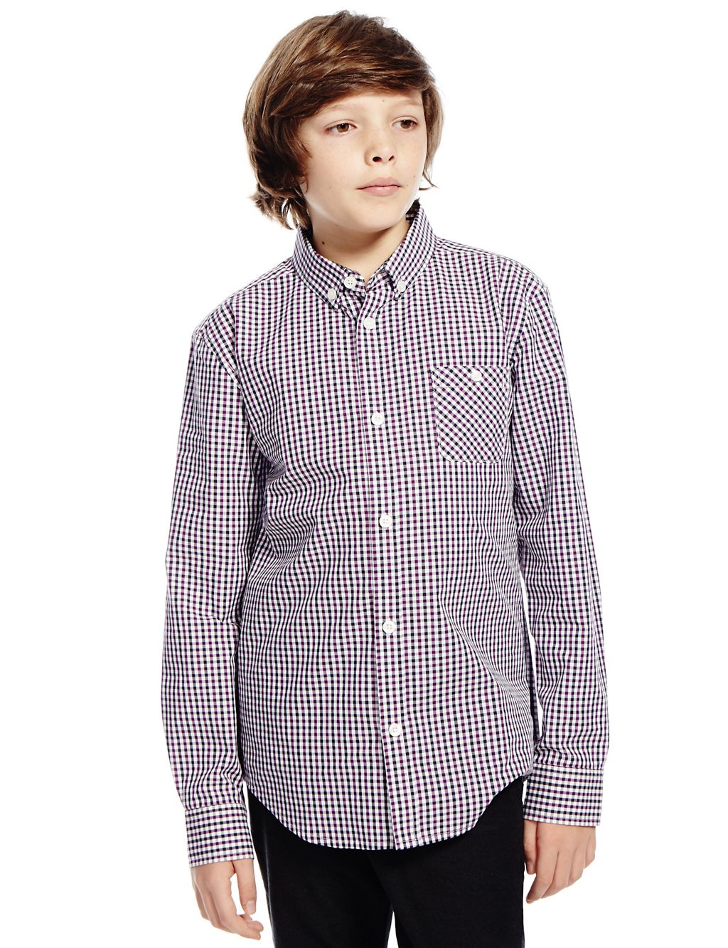 Pure Cotton Easy to Iron Gingham Checked Shirt (5-14 Years) 3 of 3