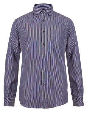 Pure Cotton Easy to Iron Muti-Striped Shirt Image 2 of 5