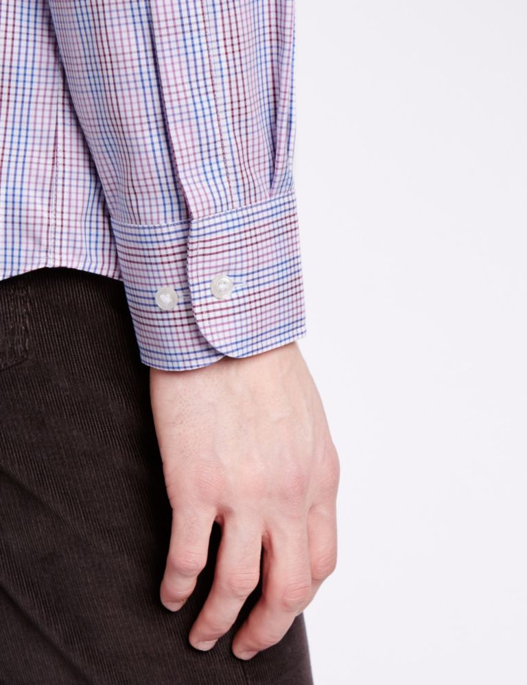 Pure Cotton Easy to Iron Oxford Checked Shirt 4 of 4