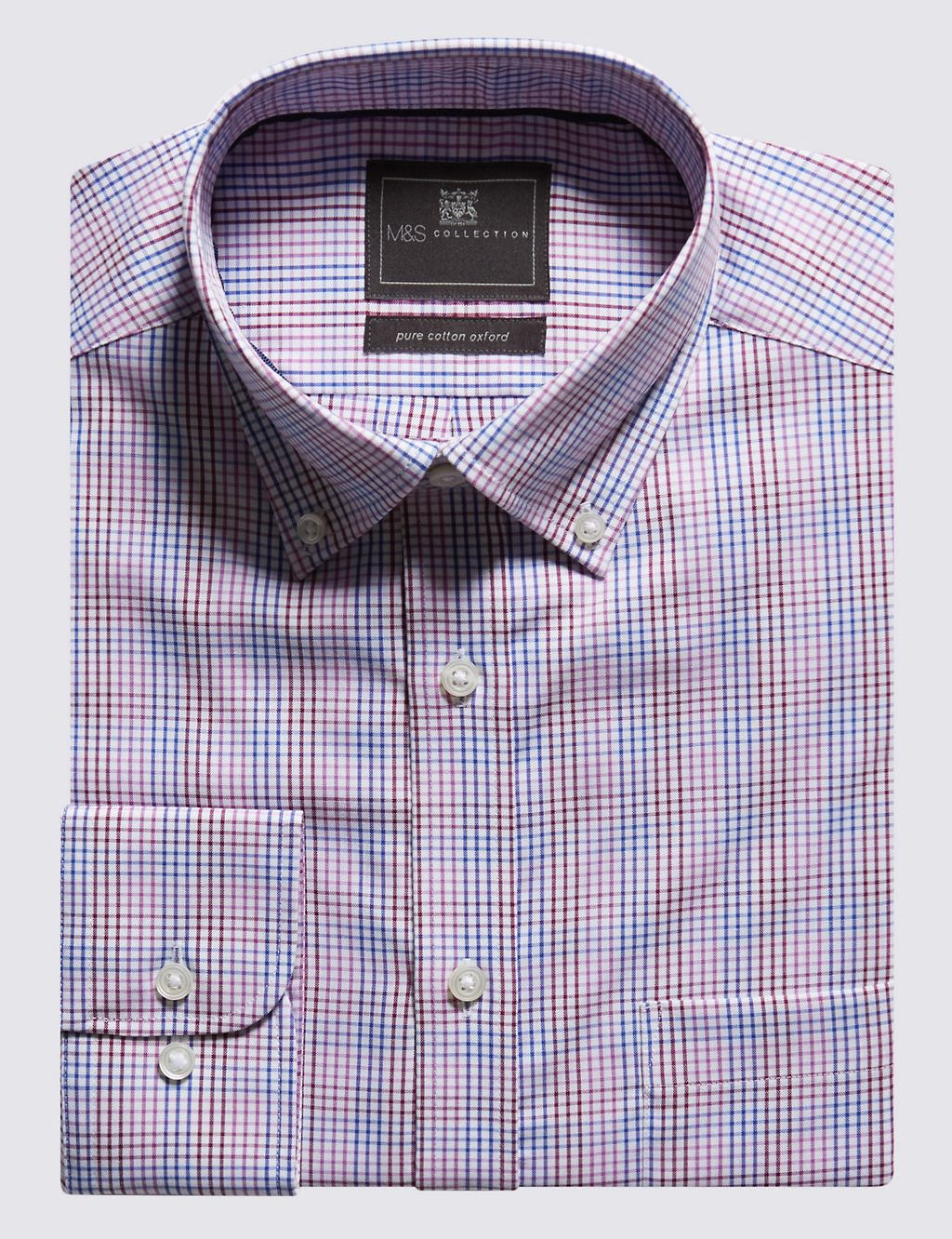 Pure Cotton Easy to Iron Oxford Checked Shirt 1 of 4