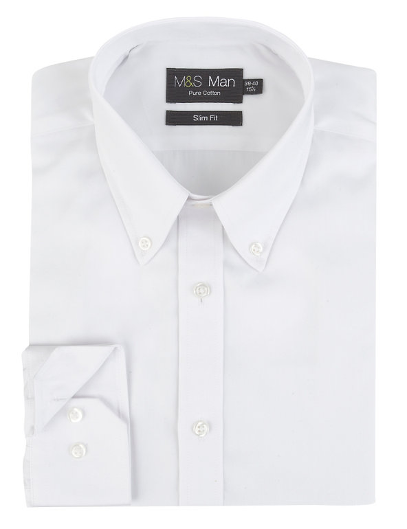 Pure Cotton Easy to Iron Slim Fit Poplin Shirt Image 1 of 1