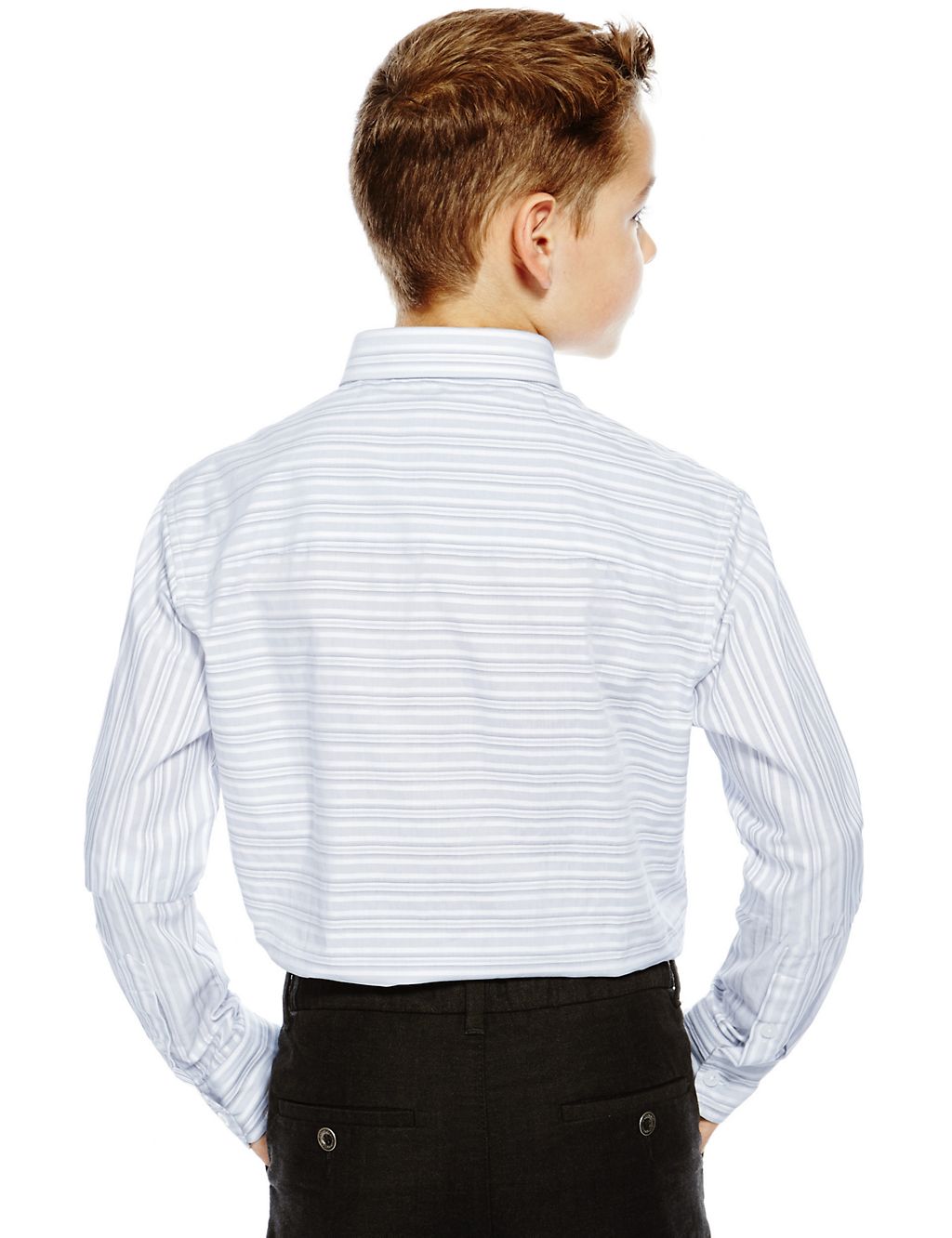 Pure Cotton Easy to Iron Striped Shirt with Tie (5-14 Years) 2 of 3