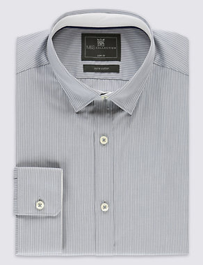 Pure Cotton Easy to Iron Striped Slim Fit Shirt Image 2 of 6