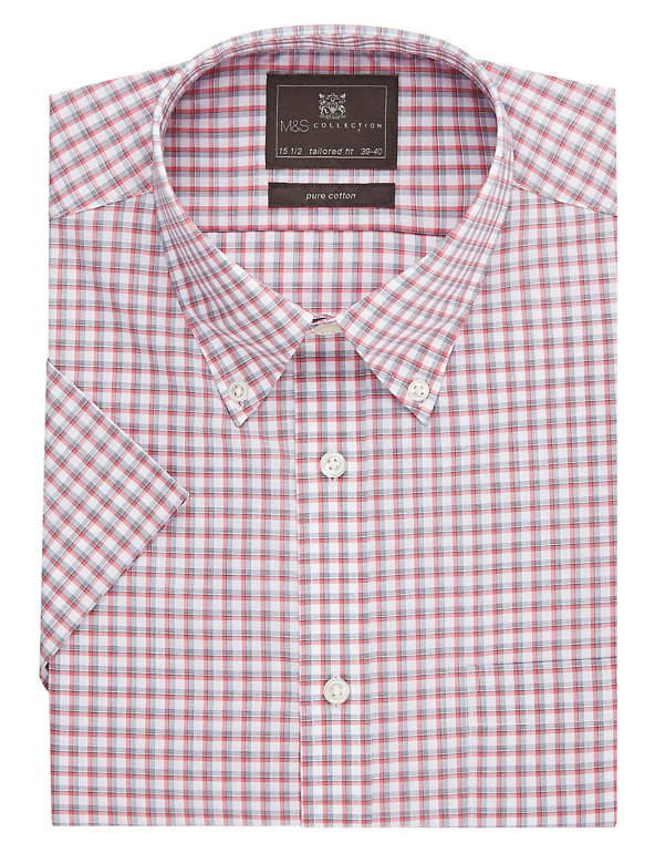 Pure Cotton Easy to Iron Tailored Fit Checked Shirt Image 1 of 1