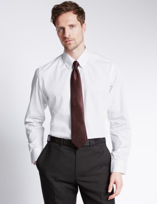 Mens M/&S Collection Size 14.5 Cotton Non Iron Long Sleeve Regular Fit Shirt