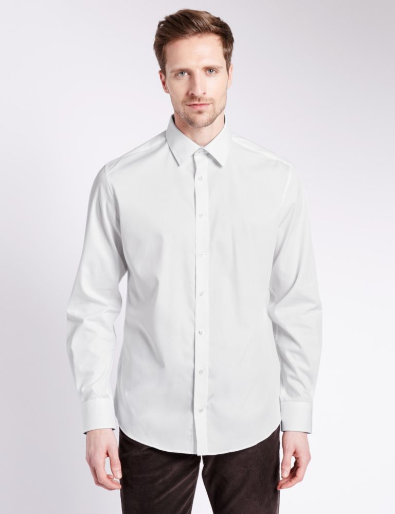 Pure Cotton Easy to Iron Tailored Fit Shirt 1 of 4