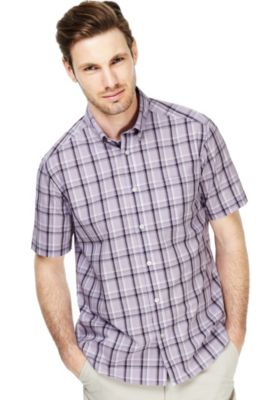 Pure Cotton Easycare Large Grid Checked Shirt Image 1 of 1