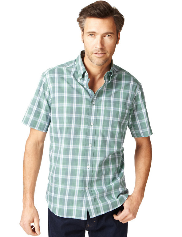 Pure Cotton Easycare Tonal Checked Shirt Image 1 of 1
