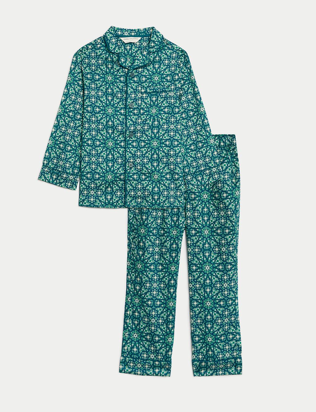 Pure Cotton Eid Patterned Pyjamas (3-16 Yrs) 1 of 5