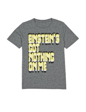 Pure Cotton Einstein Slogan T-Shirt (5-14 Years) Image 2 of 3