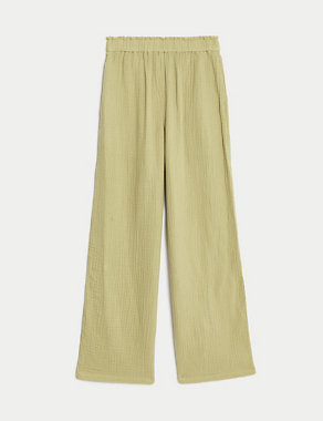 Pure Cotton Elasticated Waist Relaxed Trousers Image 2 of 5