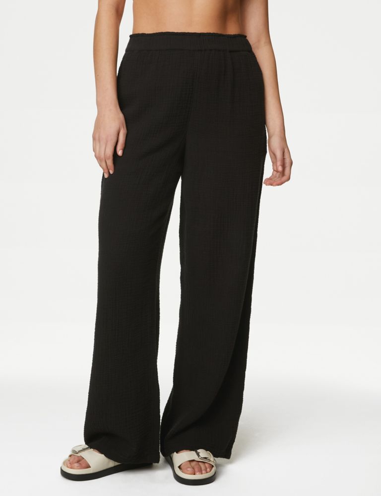 Pure Cotton Elasticated Waist Relaxed Trousers 3 of 5