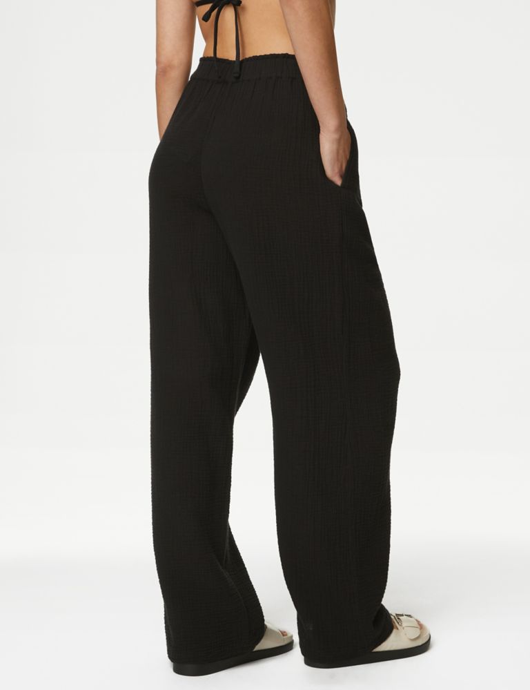 Pure Cotton Elasticated Waist Relaxed Trousers, M&S Collection
