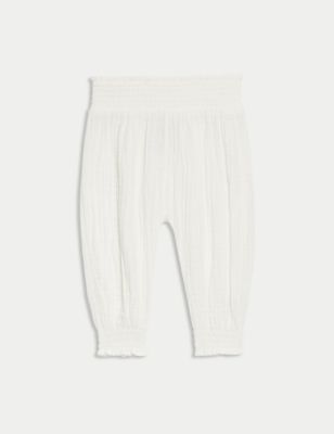 Pure Cotton Elasticated Waist Trousers (0-3 Yrs) Image 2 of 5