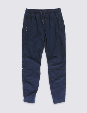 Pure Cotton Elasticated Waist Zipped Trousers (5-14 Years) Image 2 of 3
