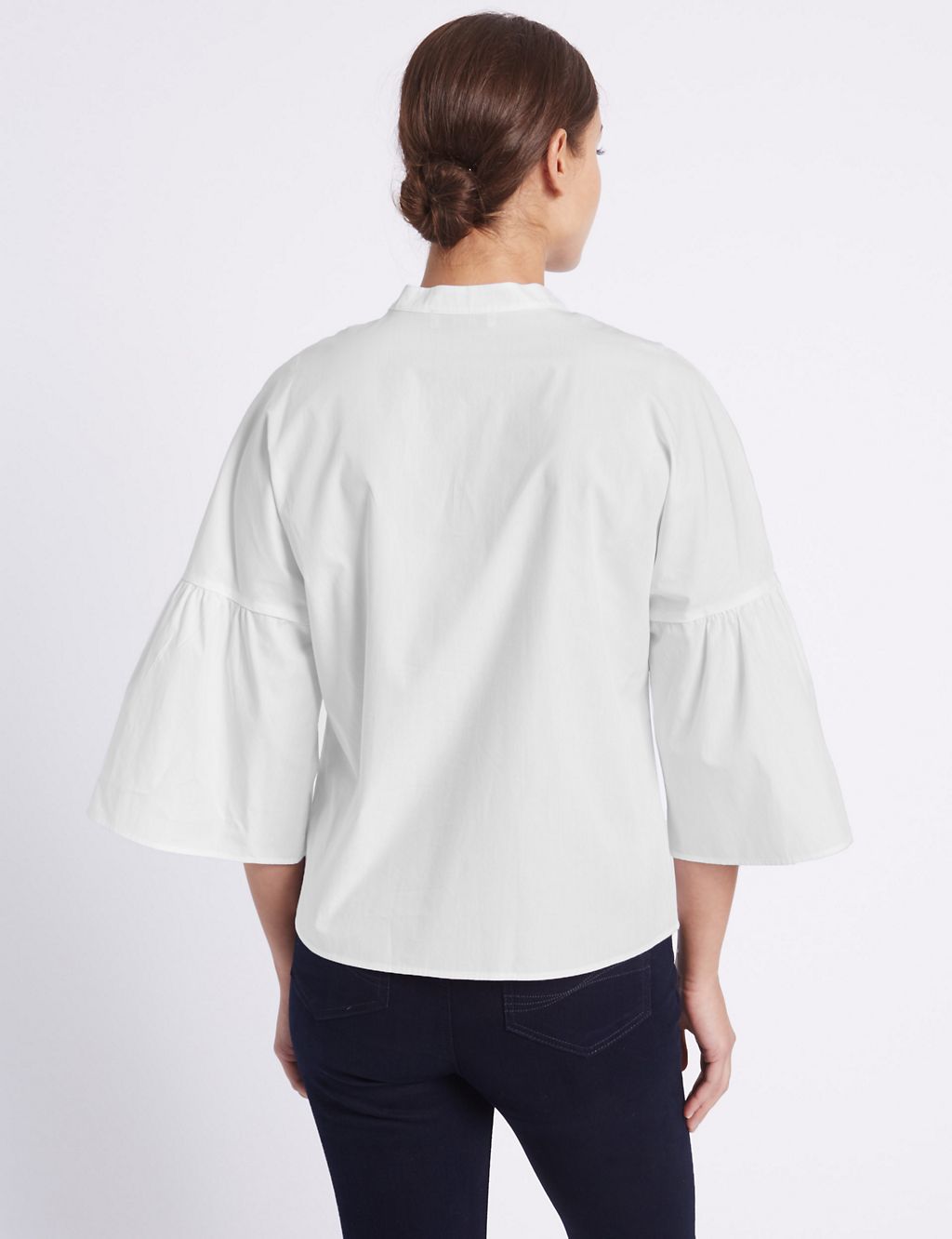 Pure Cotton Embellished Flared Sleeve Blouse 2 of 4