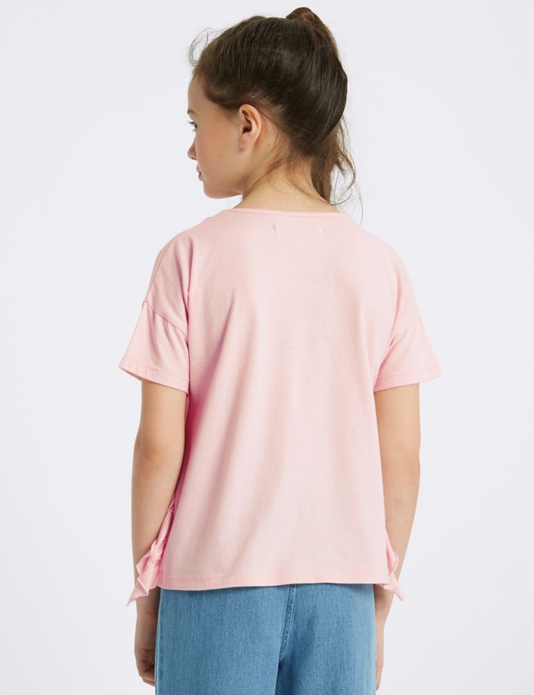 Pure Cotton Embellished Frill Top (3-16 Years) 3 of 4