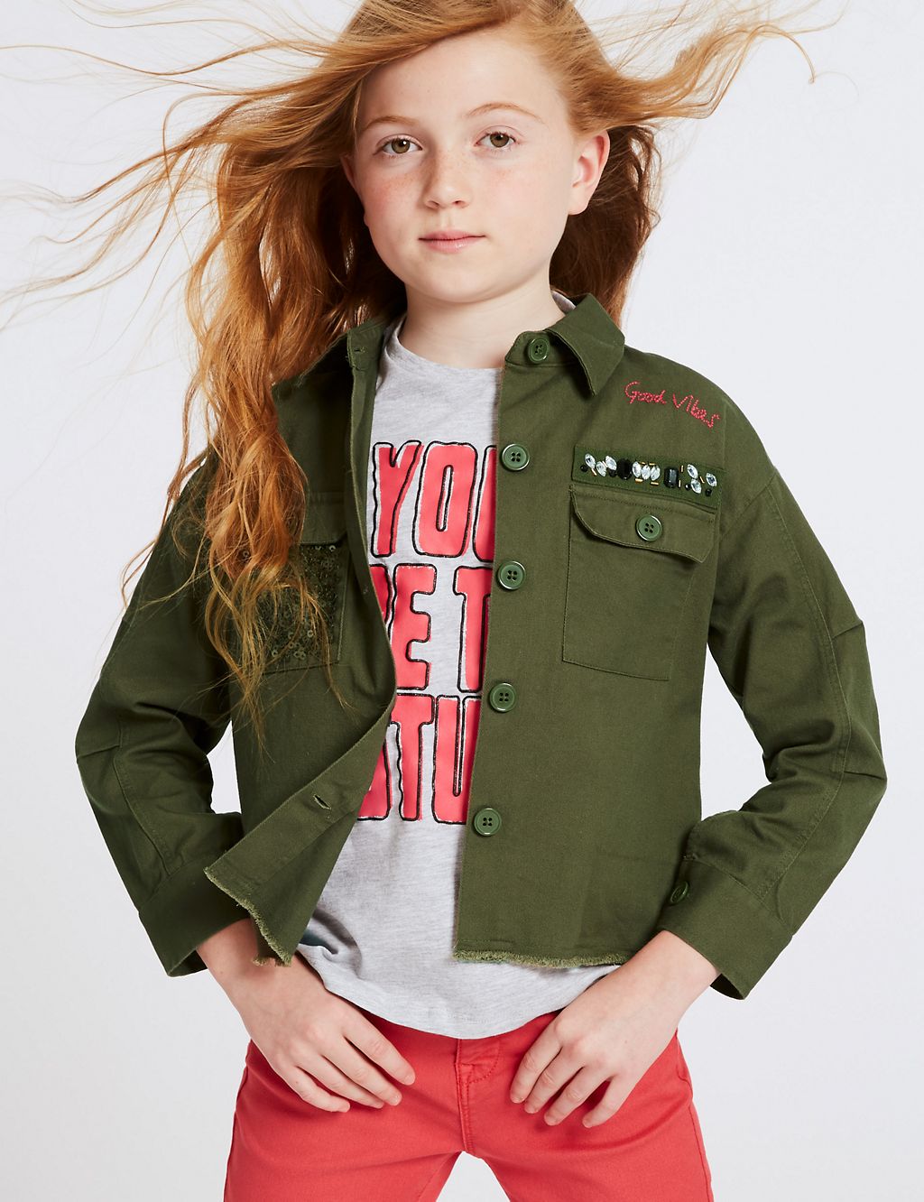 Pure Cotton Embellished Jacket (3-16 Years) 3 of 6