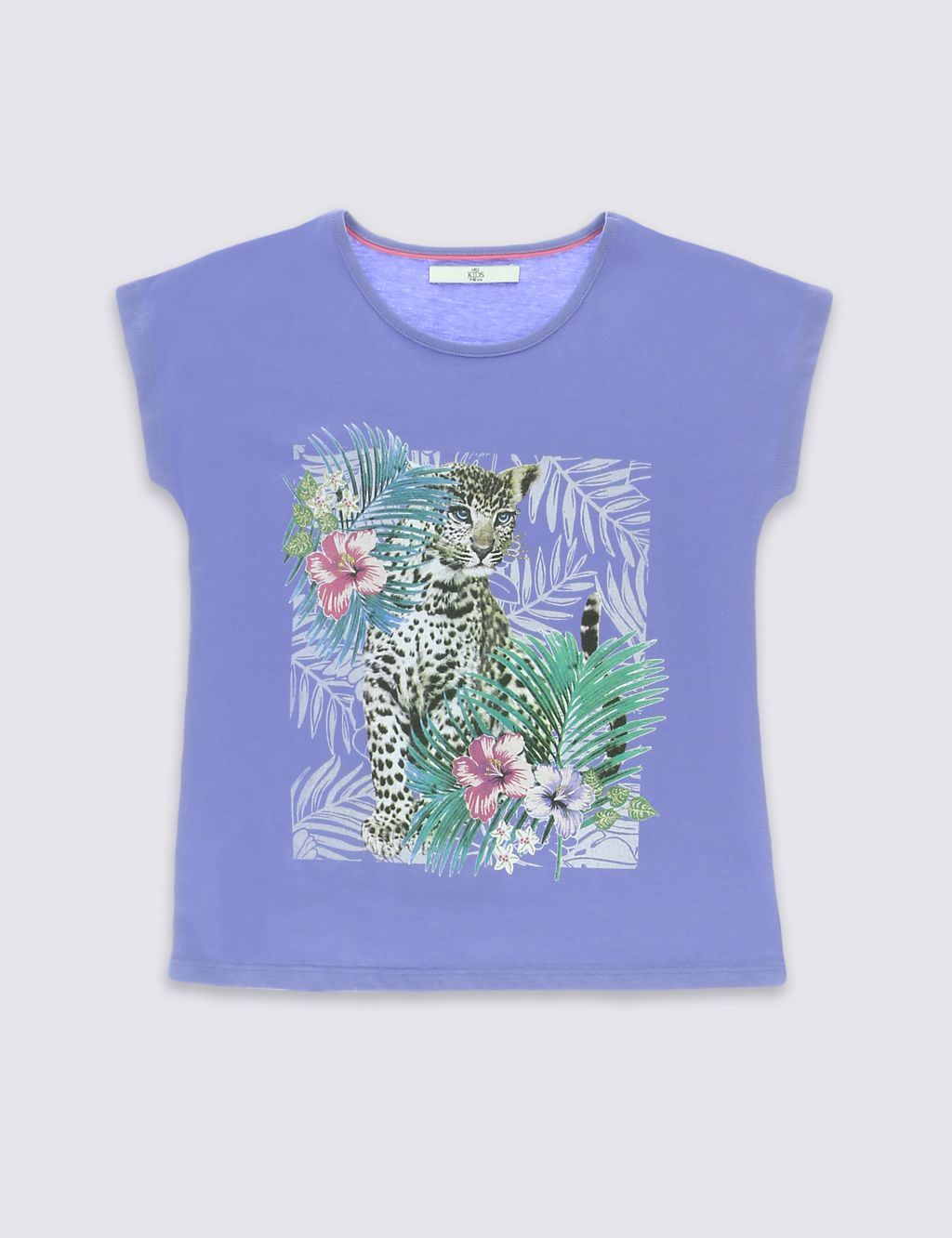 Pure Cotton Embellished Leopard Print T-Shirt (5-14 Years) 1 of 3