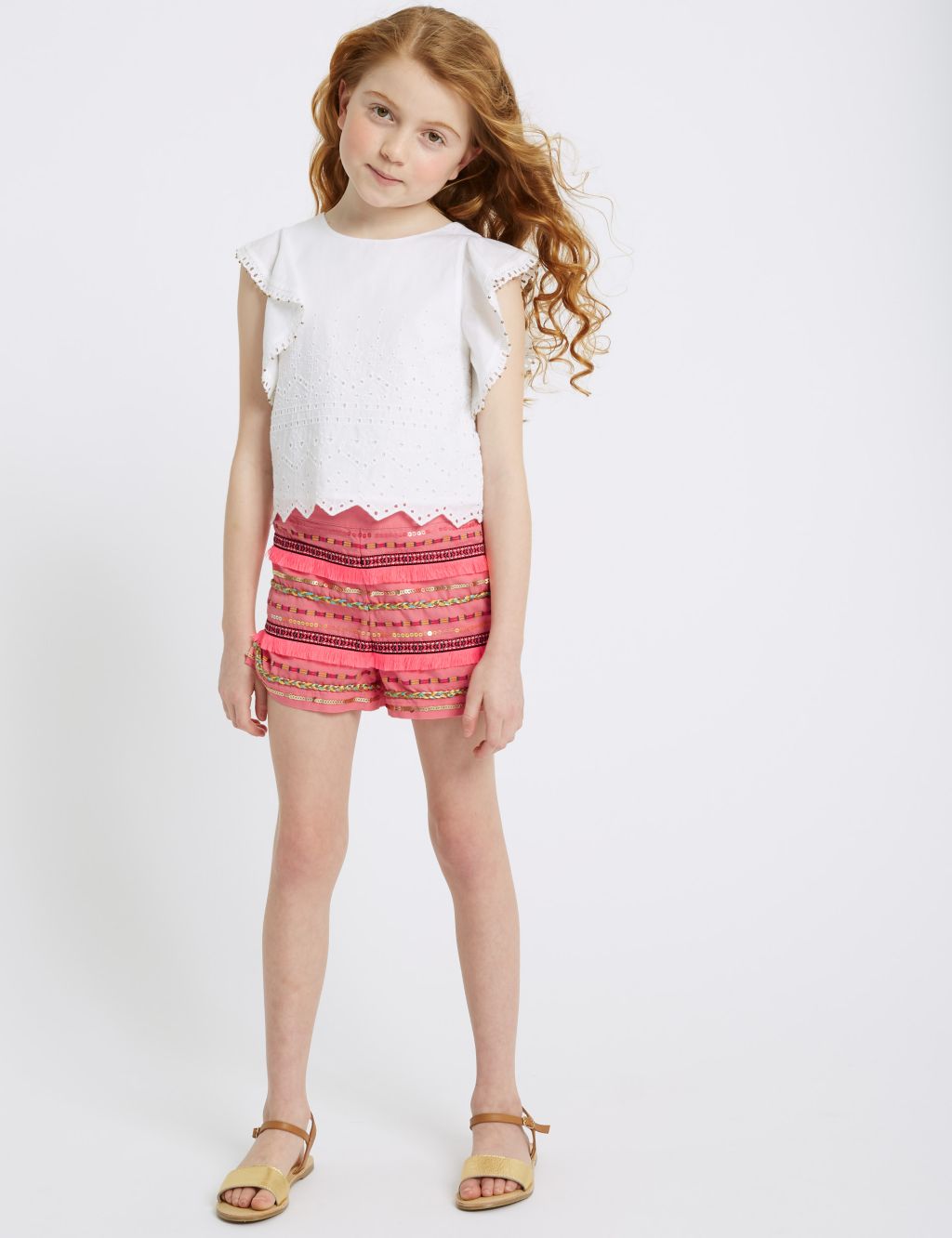 Pure Cotton Embellished Shorts (3-16 Years) 3 of 4