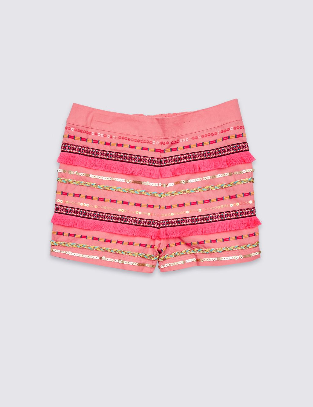 Pure Cotton Embellished Shorts (3-16 Years) 1 of 4