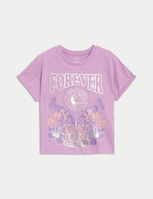 Pure Cotton Embellished T-Shirt (2-8 Yrs) Image 2 of 6