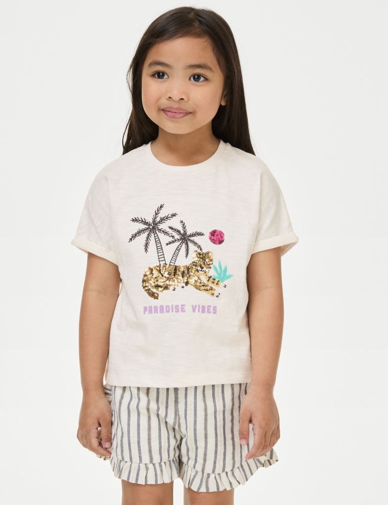 Pure Cotton Embellished T-Shirt (2-8 Yrs) 1 of 6