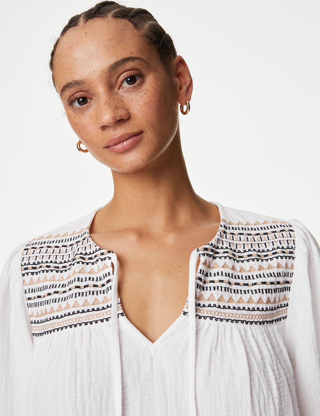 Pure Cotton Embroidered Beach Shirt 4 of 6
