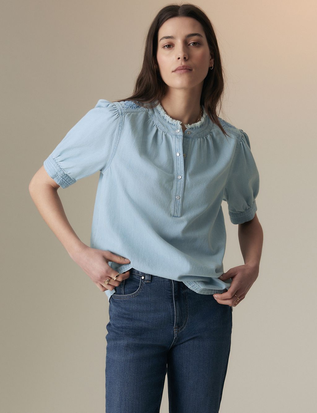 Pure Cotton Embroidered Blouse 5 of 6