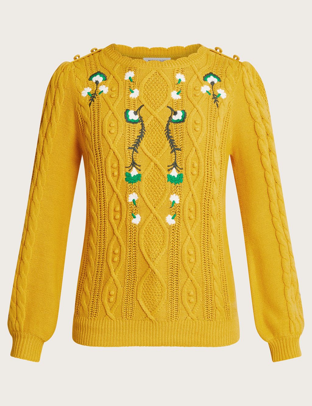 Pure Cotton Embroidered Cable Knit Jumper 1 of 5