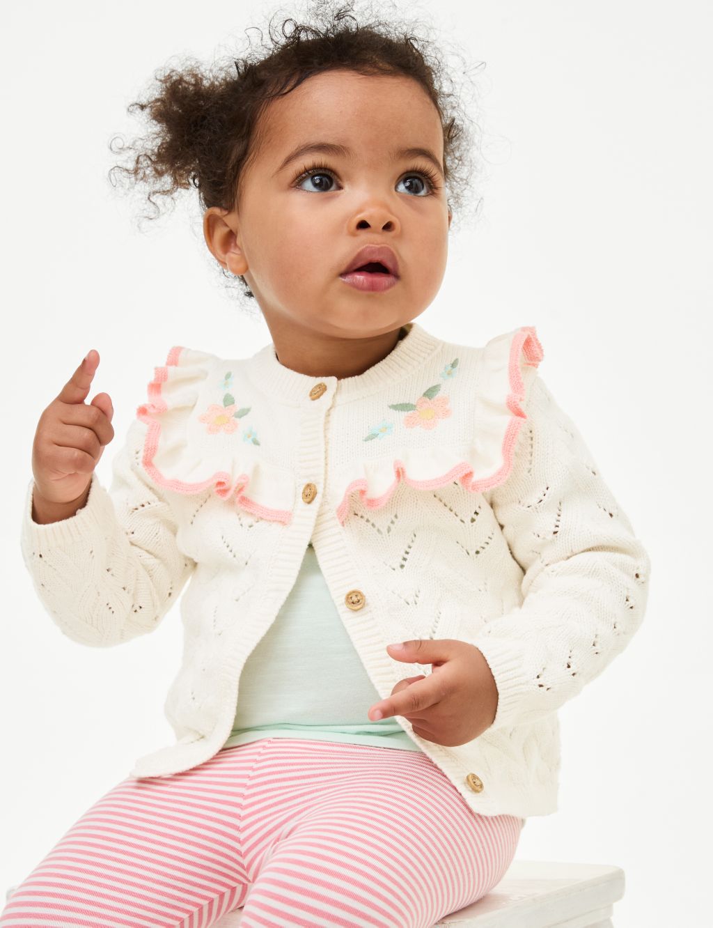 Pure Cotton Embroidered Cardigan (0-3 Yrs) 5 of 5