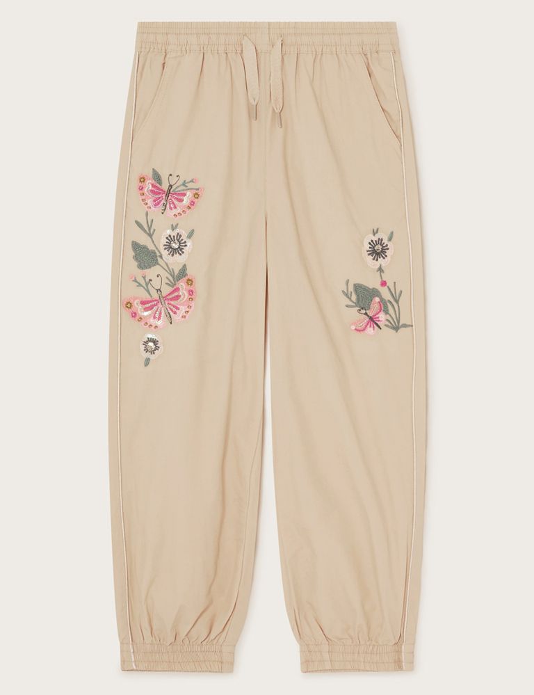 Pure Cotton Embroidered Cargo Trousers (3-13 Yrs) 1 of 3