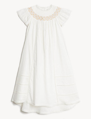 Pure Cotton Embroidered Christening Gown (7lbs-1 Yrs) Image 2 of 7