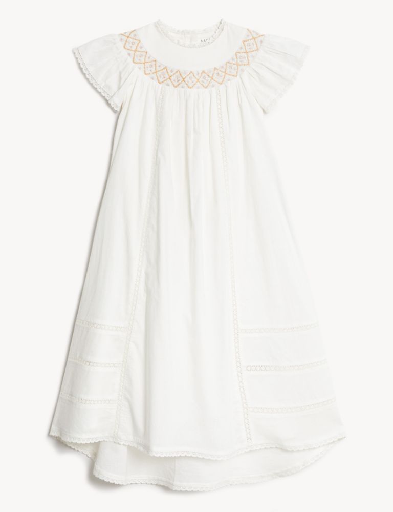 Pure Cotton Embroidered Christening Gown (7lbs-1 Yrs) 2 of 7