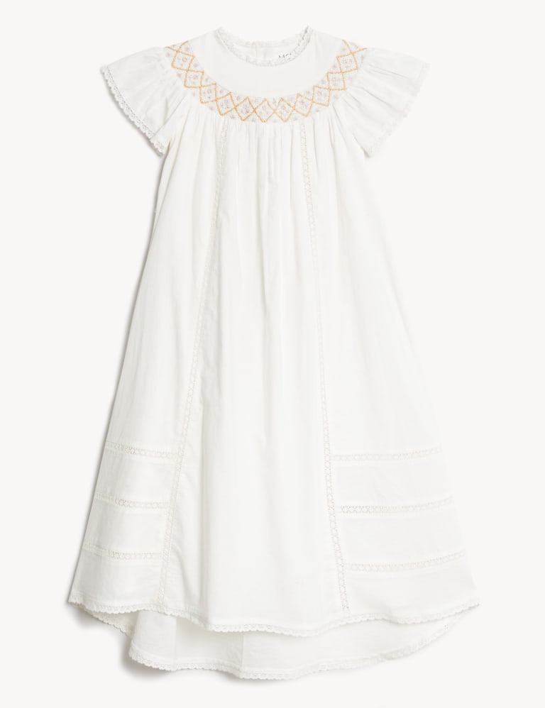 Pure Cotton Embroidered Christening Gown 7lbs 12Mths