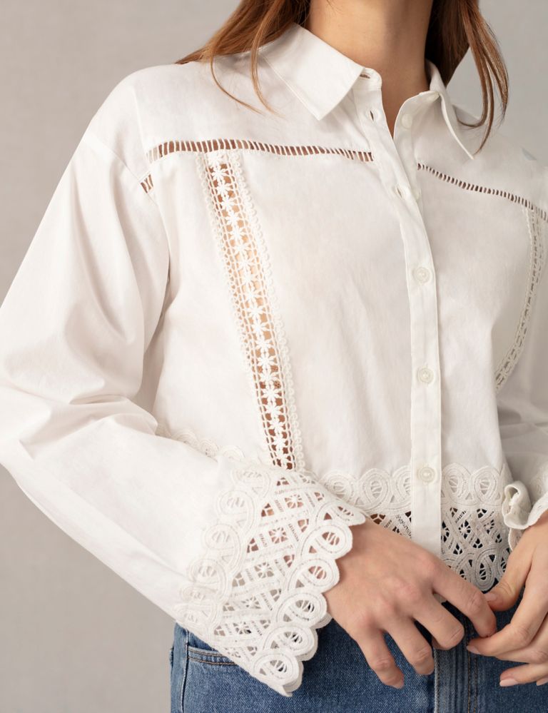 Pure Cotton Embroidered Collared Shirt 8 of 9