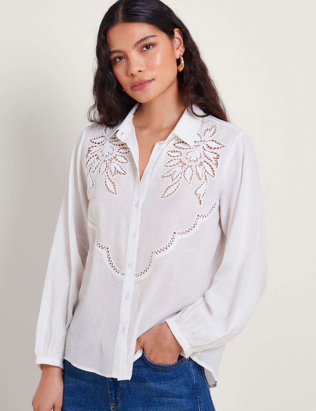Pure Cotton Embroidered Collared Shirt 3 of 5