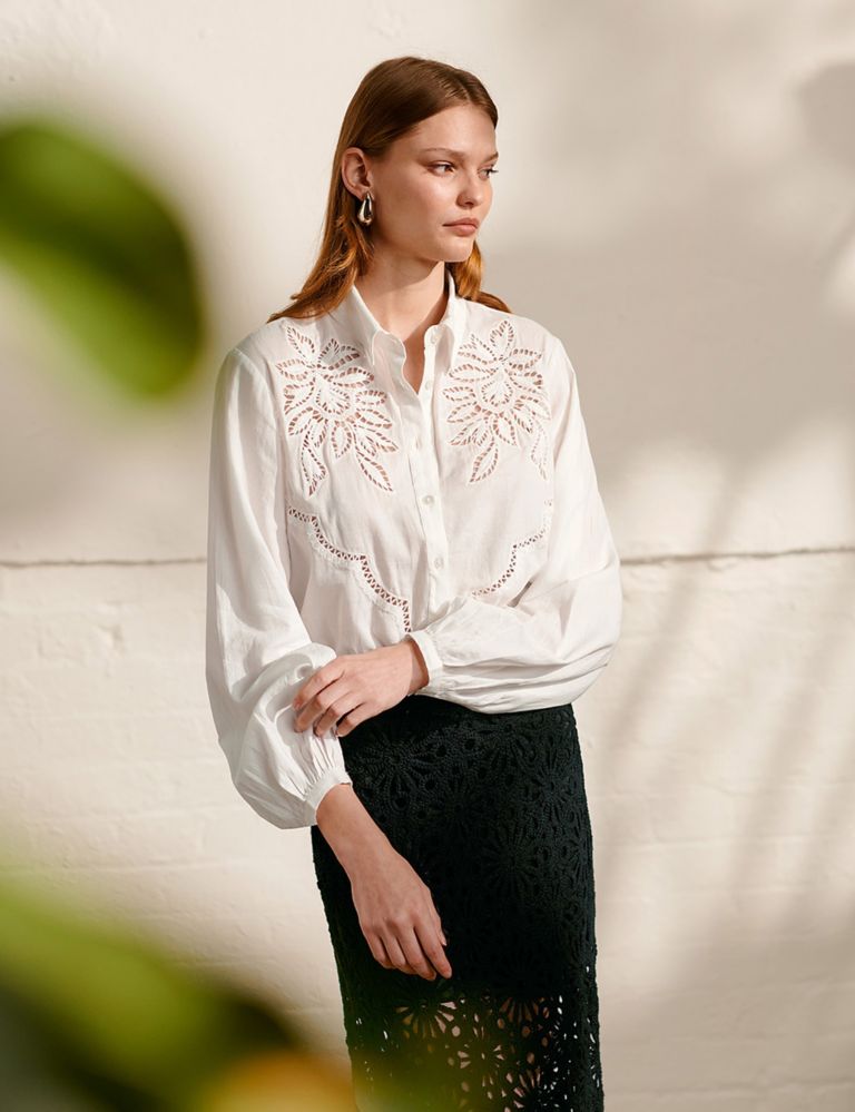 Pure Cotton Embroidered Collared Shirt 2 of 5