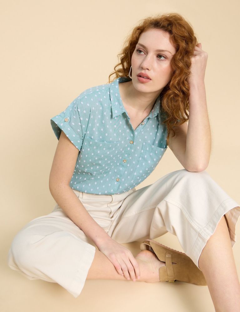 Pure Cotton Embroidered Collared Shirt 3 of 6