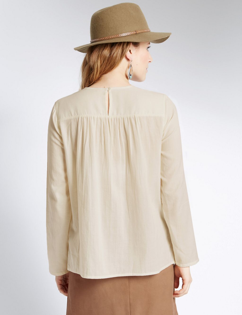 Pure Cotton Embroidered Cutwork Blouse 2 of 3