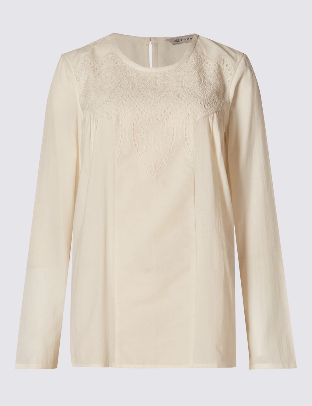 Pure Cotton Embroidered Cutwork Blouse 1 of 3
