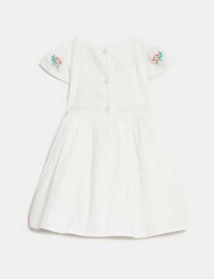 Pure Cotton Embroidered Dress (0-3 Yrs) Image 2 of 3