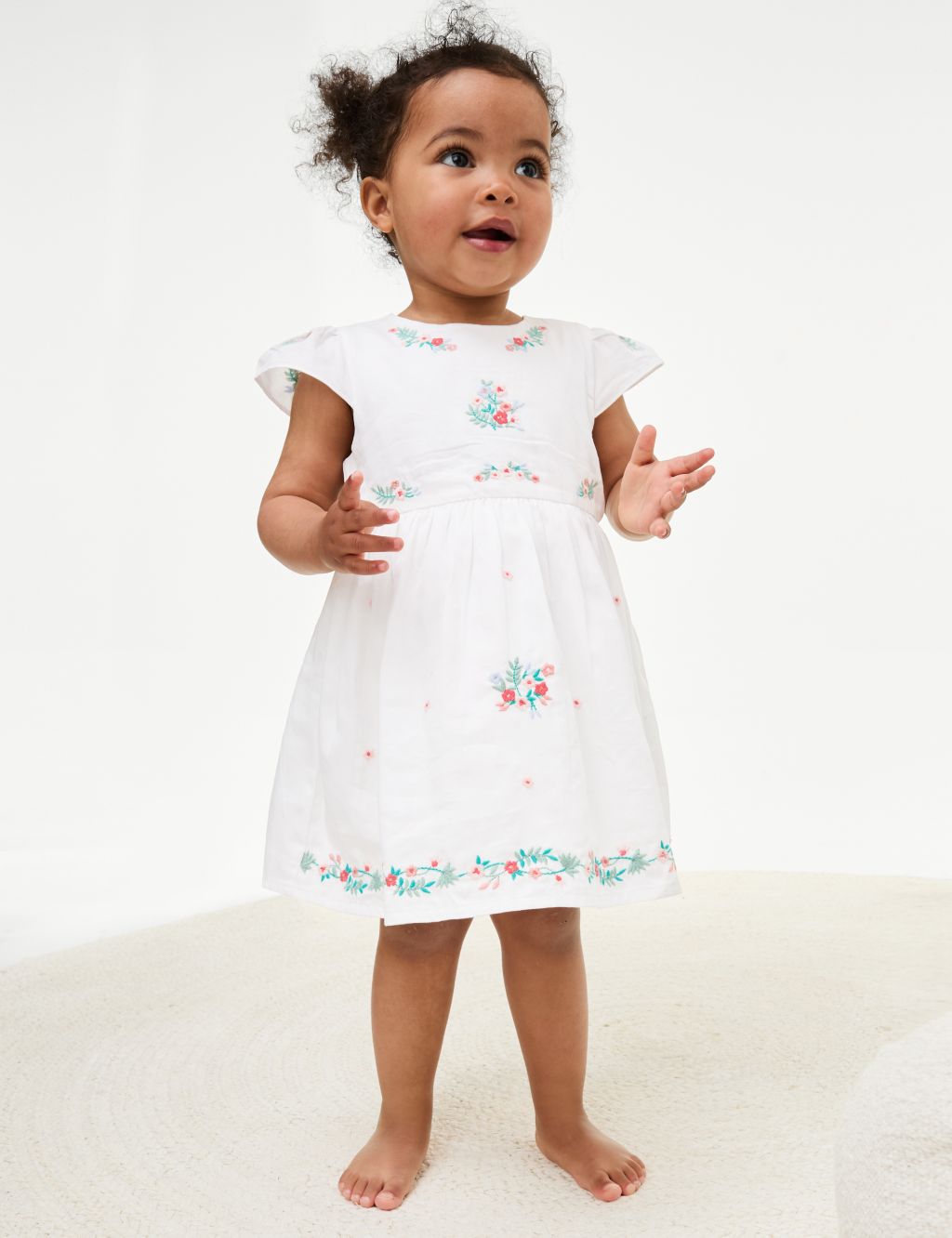Pure Cotton Embroidered Dress (0-3 Yrs) 3 of 5