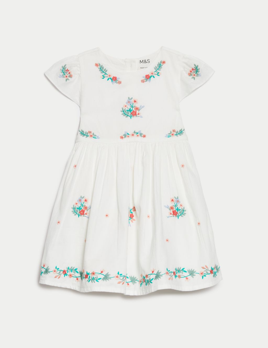 Pure Cotton Embroidered Dress (0-3 Yrs) 1 of 5