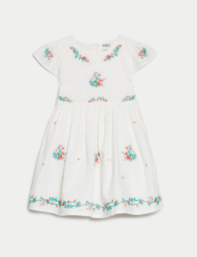 Pure Cotton Embroidered Dress (0-3 Yrs) 2 of 5