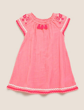 Pure Cotton Embroidered Dress (2-7 Years) Image 2 of 4