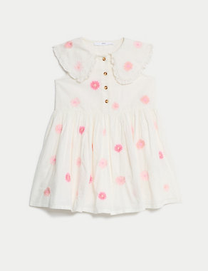 Pure Cotton Embroidered Dress (2-8 Yrs) Image 2 of 4